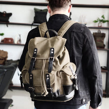 Load image into Gallery viewer, Vintage Canvas Backpack Waterproof Traveling Hiking Rucksack
