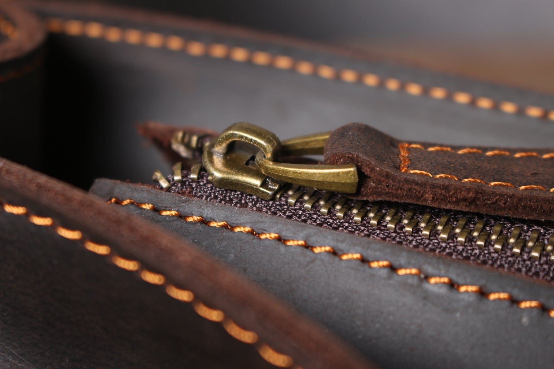 Coffee Leather Laptop Shoulder Bag