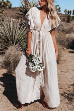 Load image into Gallery viewer, Button Drawstring Waist Maxi Cover Dress

