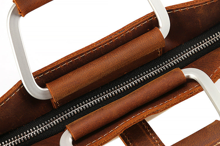 Handmade Crazy Horse Leather Laptop Bag Handbag Men Briefcase