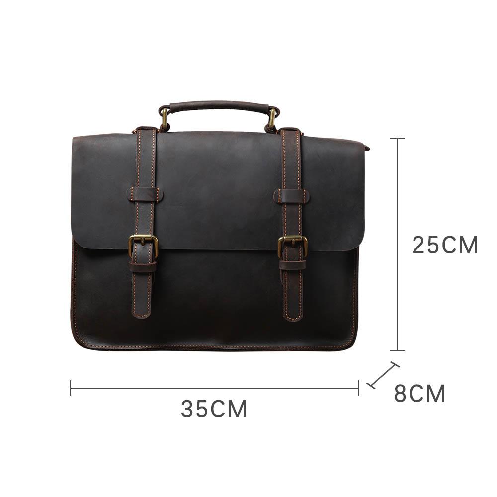 Coffee Leather Laptop Shoulder Bag