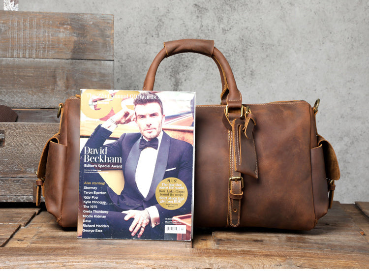 Travel Leather Weekender Bag for Men Full-Open