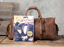 Load image into Gallery viewer, Travel Leather Weekender Bag for Men Full-Open
