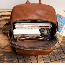 Load image into Gallery viewer, Full Grain Zipper Leather School Backpack Rucksack  Anniversary Gifts Handmade Bags

