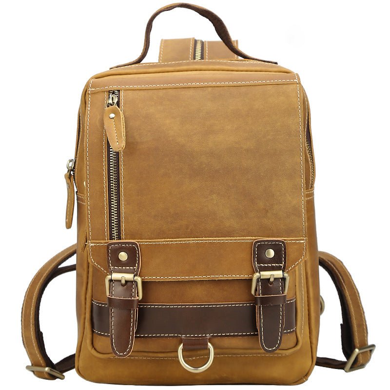 Mens Convertible Leather School Backpack Sling Bag
