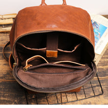 Load image into Gallery viewer, Full Grain Zipper Leather School Backpack Rucksack  Anniversary Gifts Handmade Bags
