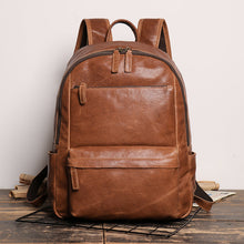 Load image into Gallery viewer, Full Grain Zipper Leather School Backpack Rucksack  Anniversary Gifts Handmade Bags
