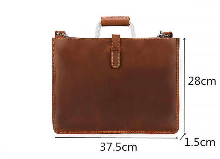Handmade Crazy Horse Leather Laptop Bag Handbag Men Briefcase