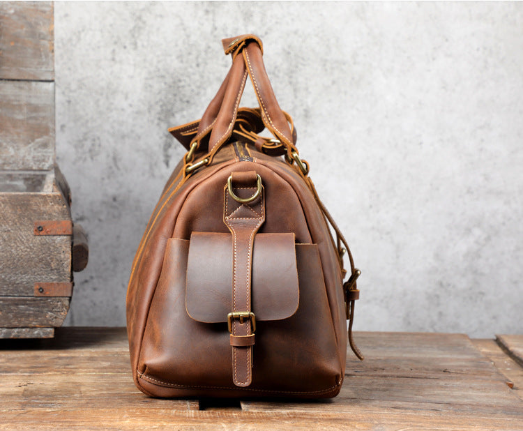 Travel Leather Weekender Bag for Men Full-Open
