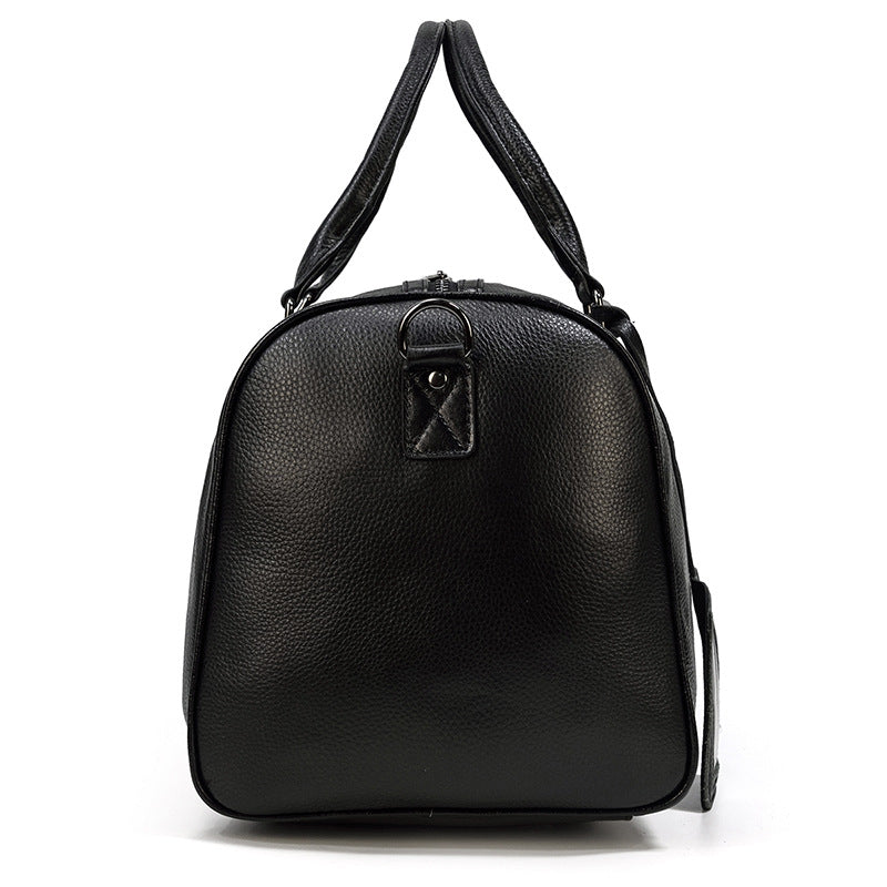 Men Leather Duffel Bag Large Crazy Horse Leather Travel Bag With Shoe Compartment