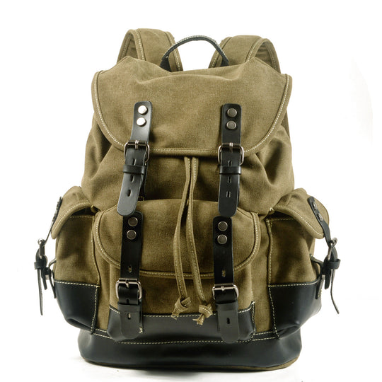Vintage Canvas Backpack Waterproof Traveling Hiking Rucksack
