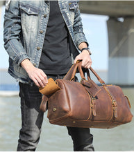Load image into Gallery viewer, Travel Leather Weekender Bag for Men Full-Open
