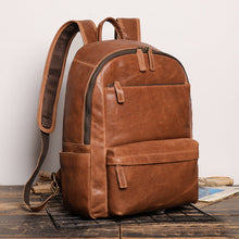 Load image into Gallery viewer, Full Grain Zipper Leather School Backpack Rucksack  Anniversary Gifts Handmade Bags
