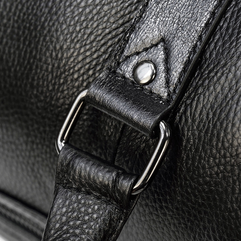 Men Leather Duffel Bag Large Crazy Horse Leather Travel Bag With Shoe Compartment