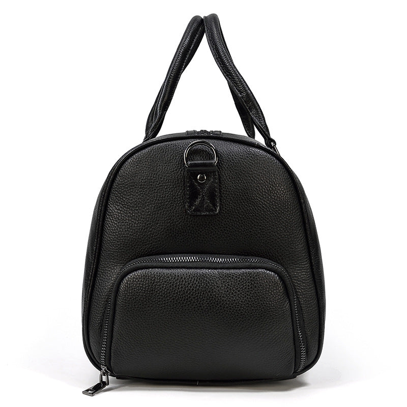 Men Leather Duffel Bag Large Crazy Horse Leather Travel Bag With Shoe Compartment