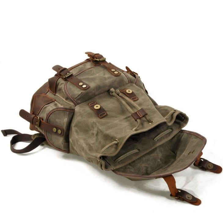 Vintage Canvas Backpack Waterproof Traveling Hiking Rucksack