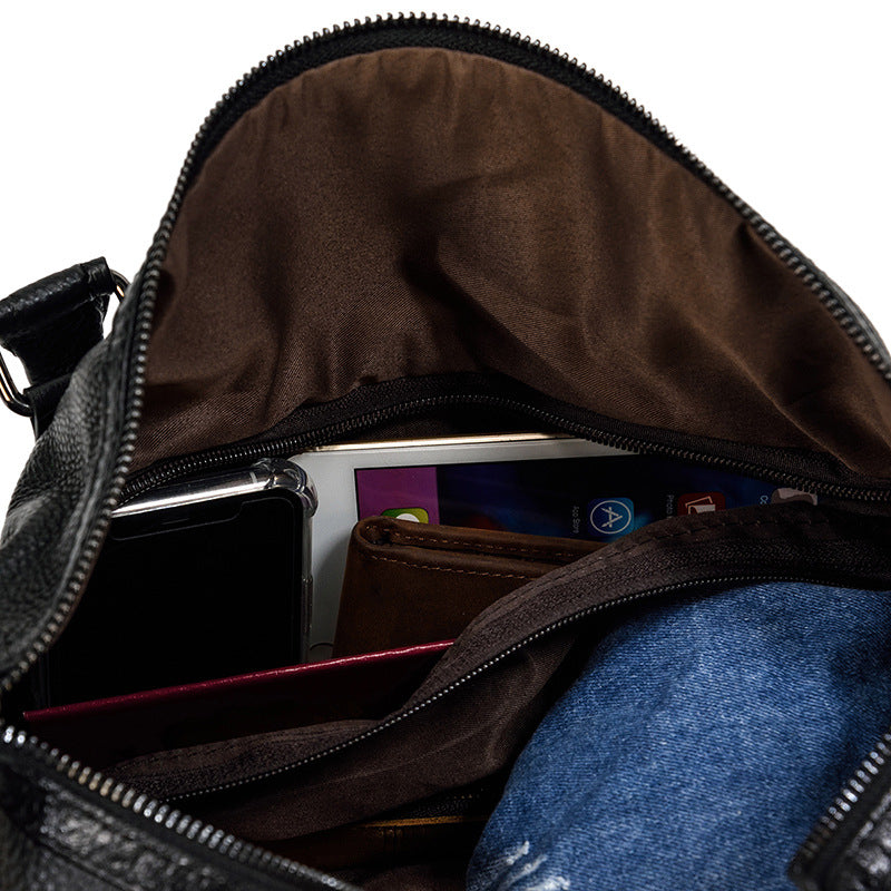 Men Leather Duffel Bag Large Crazy Horse Leather Travel Bag With Shoe Compartment