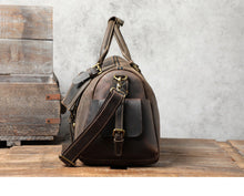Load image into Gallery viewer, Travel Leather Weekender Bag for Men Full-Open
