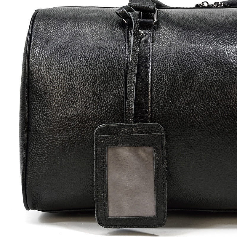 Men Leather Duffel Bag Large Crazy Horse Leather Travel Bag With Shoe Compartment