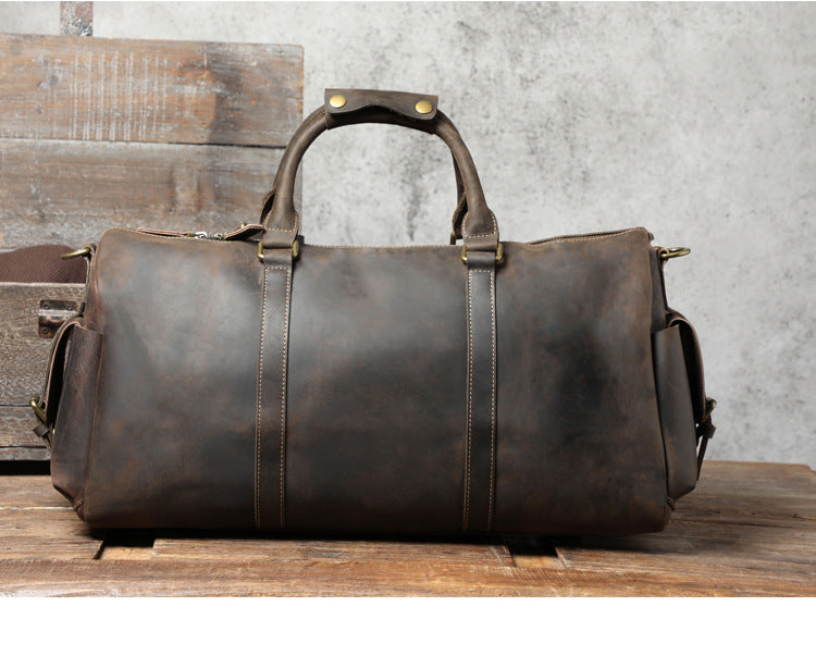 Travel Leather Weekender Bag for Men Full-Open