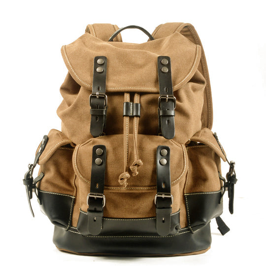 Vintage Canvas Backpack Waterproof Traveling Hiking Rucksack