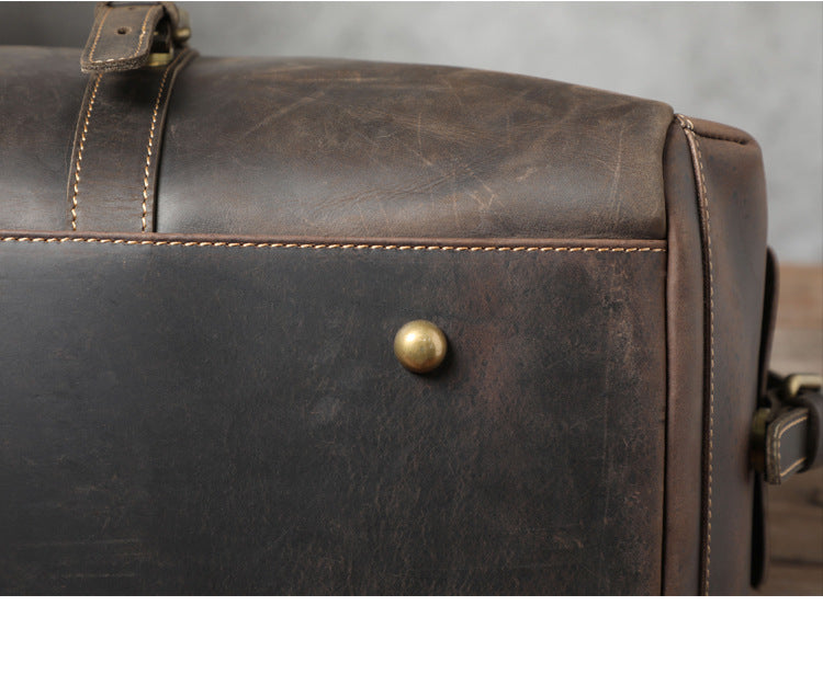 Travel Leather Weekender Bag for Men Full-Open