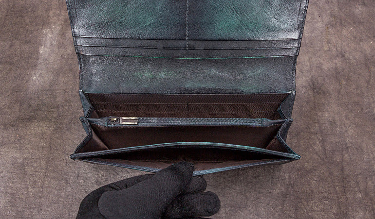 Womens Leather Wallet Purse Drangonfly Embossed Clutch Wallets for Women