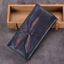 Load image into Gallery viewer, Womens Leather Wallet Purse Drangonfly Embossed Clutch Wallets for Women
