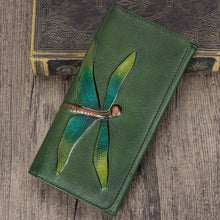 Load image into Gallery viewer, Womens Leather Wallet Purse Drangonfly Embossed Clutch Wallets for Women
