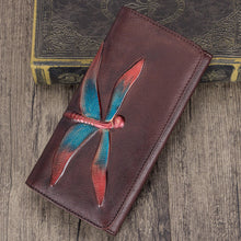 Load image into Gallery viewer, Womens Leather Wallet Purse Drangonfly Embossed Clutch Wallets for Women

