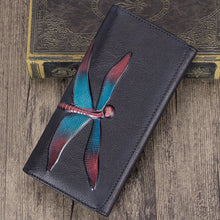 Load image into Gallery viewer, Womens Leather Wallet Purse Drangonfly Embossed Clutch Wallets for Women
