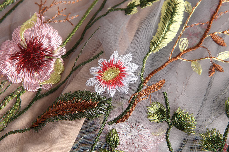 Floral Embroidery Maxi Dress