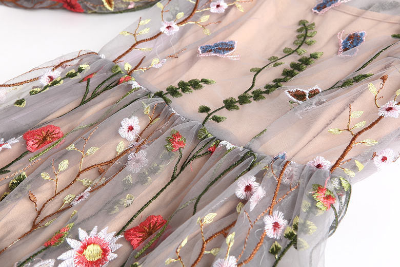 Floral Embroidery Maxi Dress