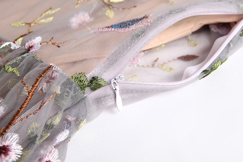 Floral Embroidery Maxi Dress