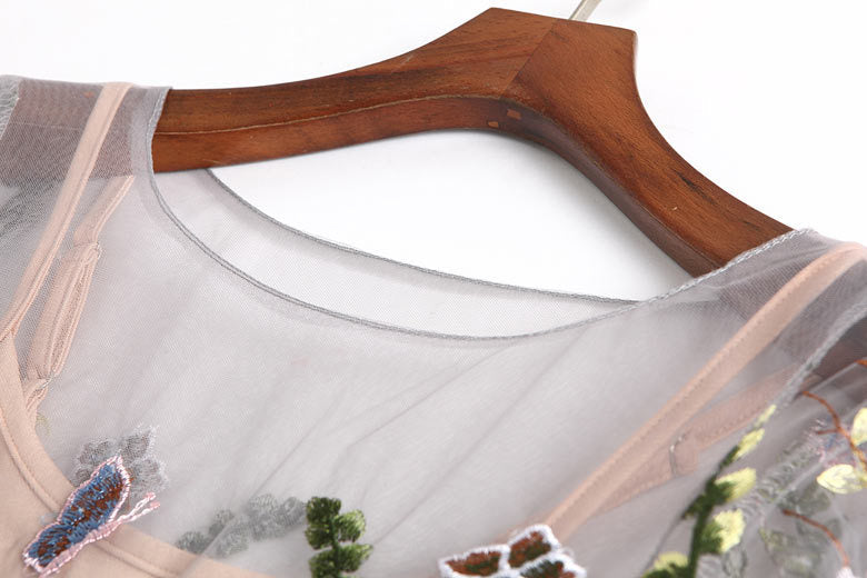 Floral Embroidery Maxi Dress