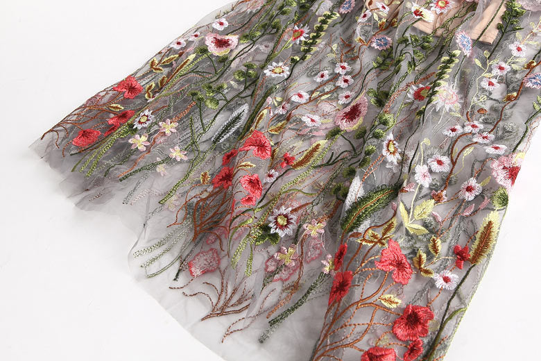 Floral Embroidery Maxi Dress