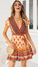 Load image into Gallery viewer, Yellow Pattern Mini Casual Dress
