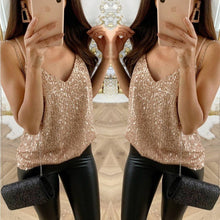 Load image into Gallery viewer, Gold Straps Sequins Cami
