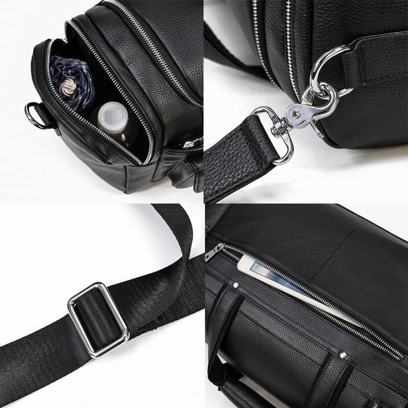 Black Leather Duffel Bag Large Travel Weekender Bag Groomsmen Gift