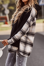 Load image into Gallery viewer, Trendy Plaid Patchwork Hooded Sweatshirt
