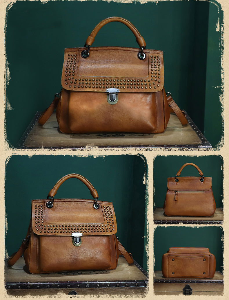 Womens Everyday Handbag Brown Leather Crossbody Bag