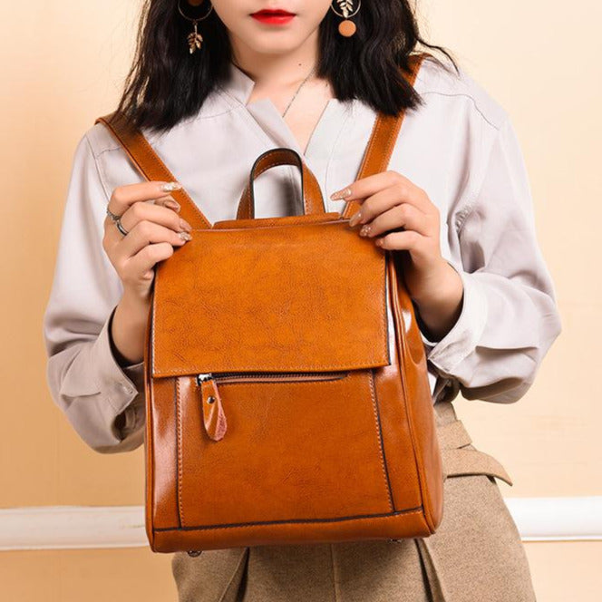 Top Grain Leather Backpack Ladies Leather Travel Backpacks Christmas Gift For Her