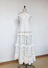 Load image into Gallery viewer, White Off the Shoulder Maxi Lace Dress
