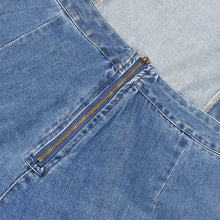 Load image into Gallery viewer, Blue Ruffled Lace-up Denim Jumpsuit
