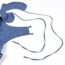 Load image into Gallery viewer, Blue Ruffled Lace-up Denim Jumpsuit
