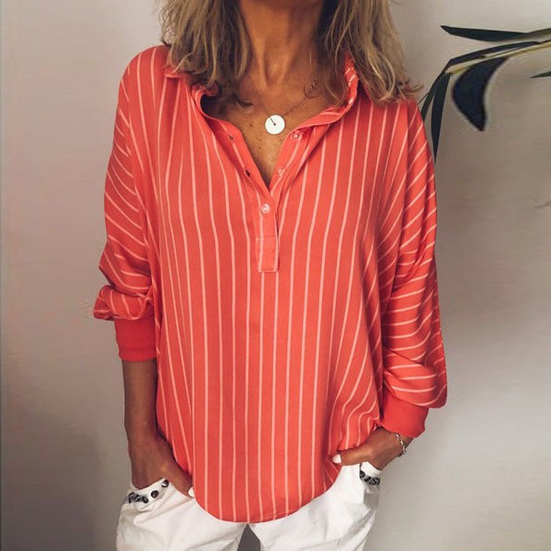 Rust Collar Long Sleeve Buttons Down Shirt