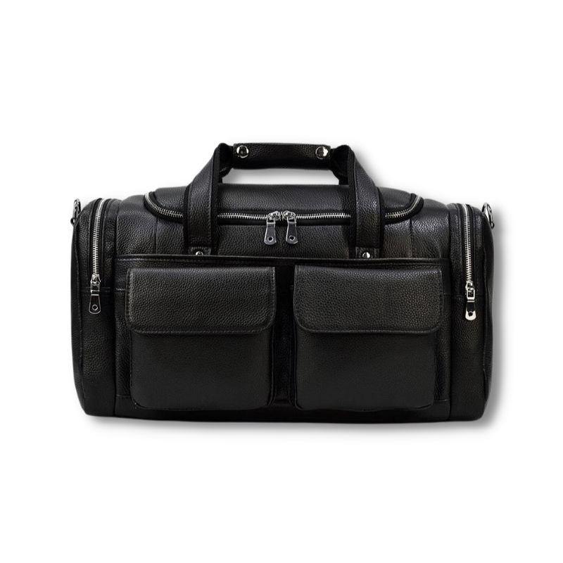 Black Leather Duffel Bag Large Travel Weekender Bag Groomsmen Gift