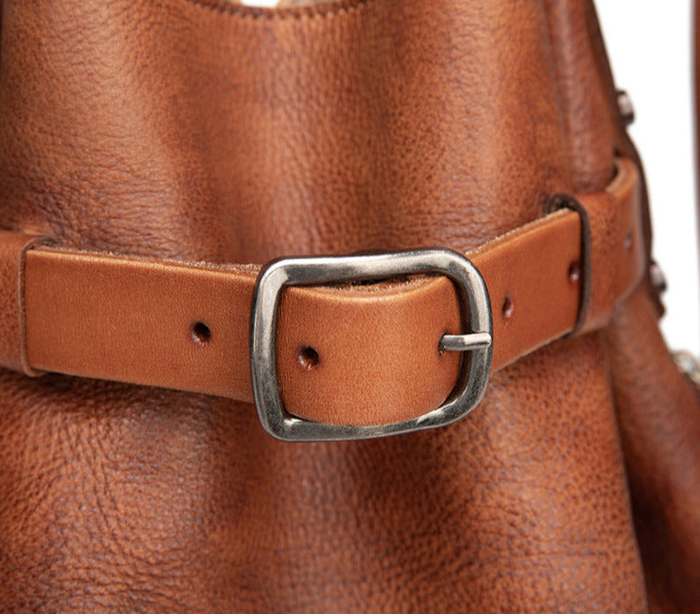 Brown Large Leather Backpack