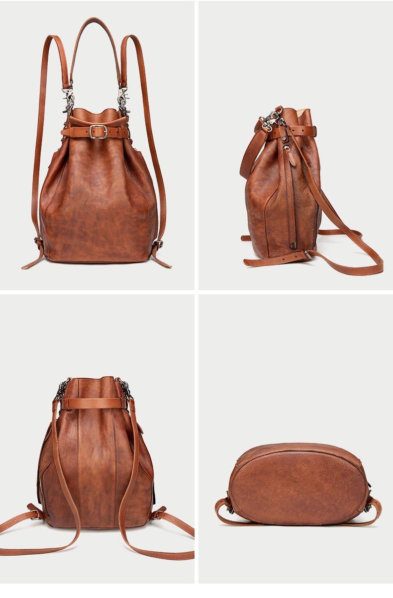 Brown Large Leather Backpack