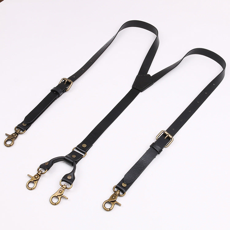 Men Genuine Leather Suspenders